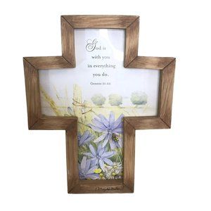 Margolein Bastin Cross Wall Plaque Bible Verse "God is with you. . ." Gen 21 v22